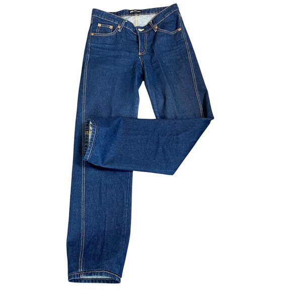 Zara Asymmetrical V Waist Jeans Dark Wash Sz 4 (30x30-1/2") Cotton #329J - Picture 3 of 8